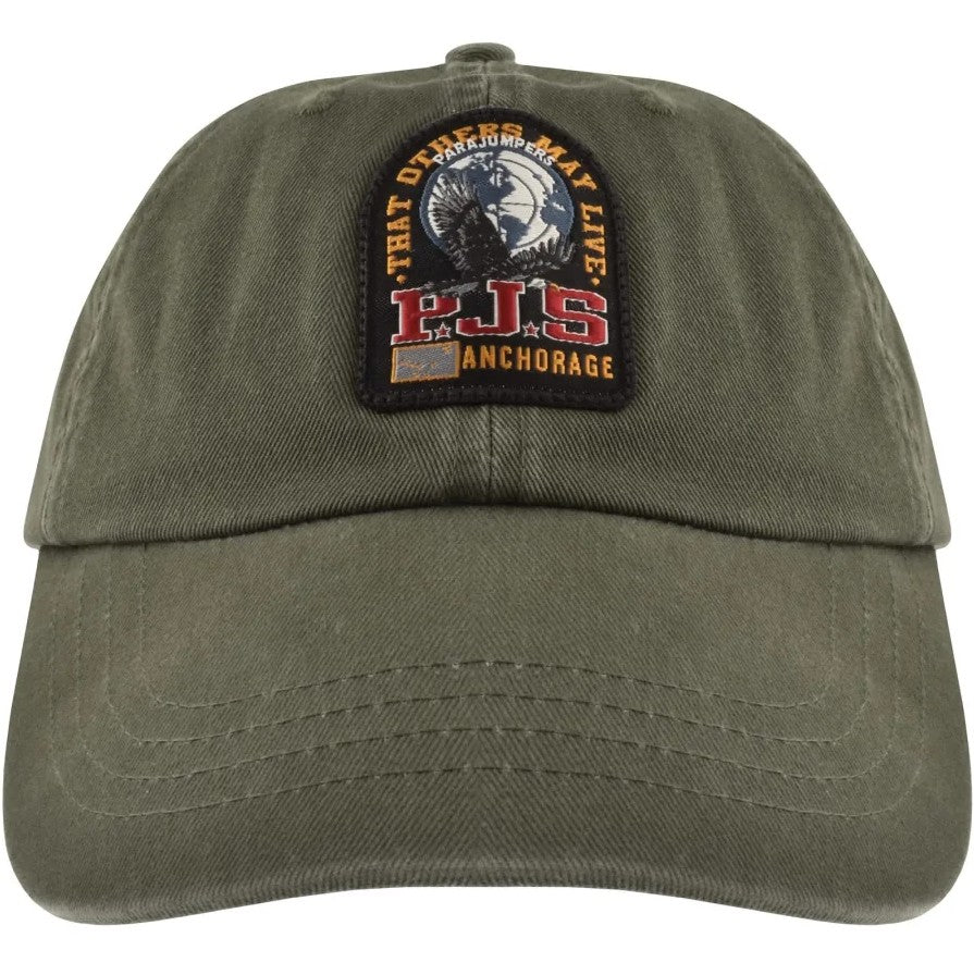 PARAJUMPERS LOGO PATCH COTTON BASEBALL CAP THYME GREEN RRP £55 BNWT