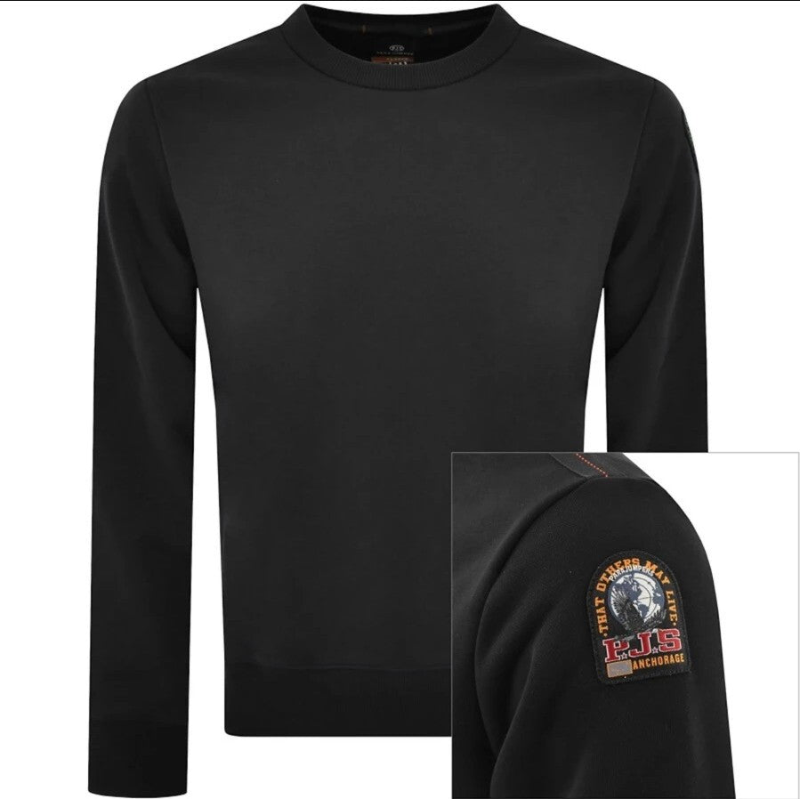 PARAJUMPERS K2 CREW NECK COTTON FLEECE SWEATSHIRT BLACK RRP £160 BNWT