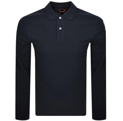PARAJUMPERS OBERON LONG SLEEVE SLIM FIT PIQUE COTTON POLO SHIRT NAVY BLUE RRP £120 BNWT