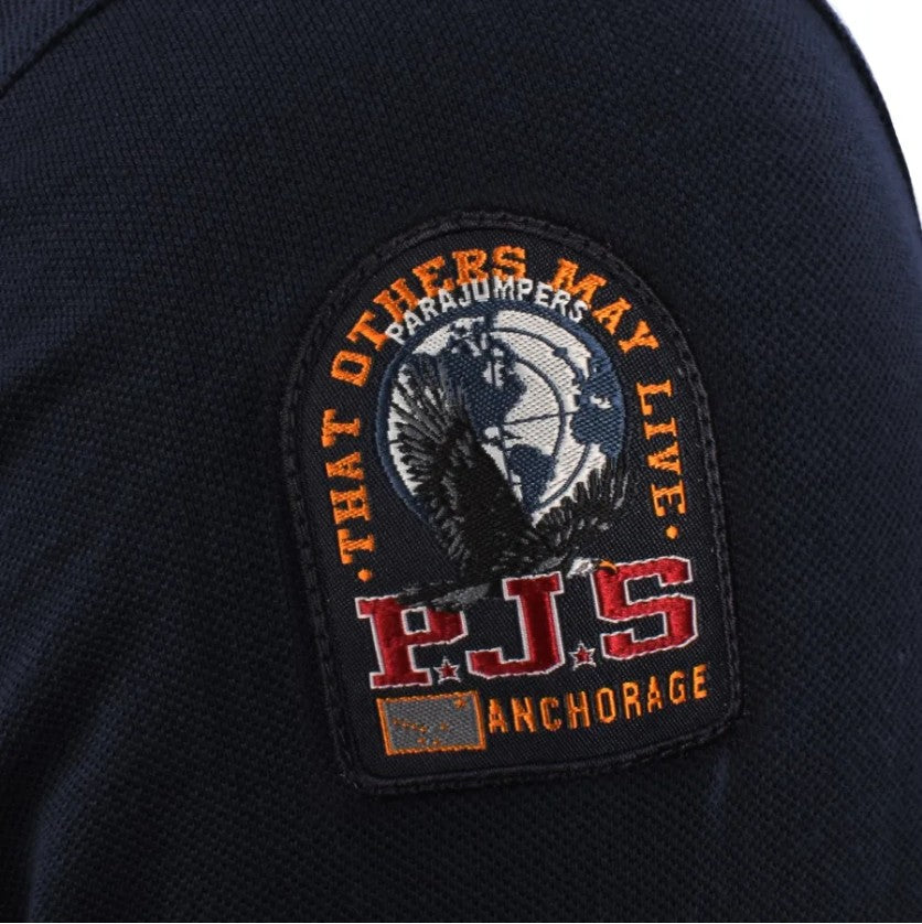 PARAJUMPERS OBERON LONG SLEEVE SLIM FIT PIQUE COTTON POLO SHIRT NAVY BLUE RRP £120 BNWT
