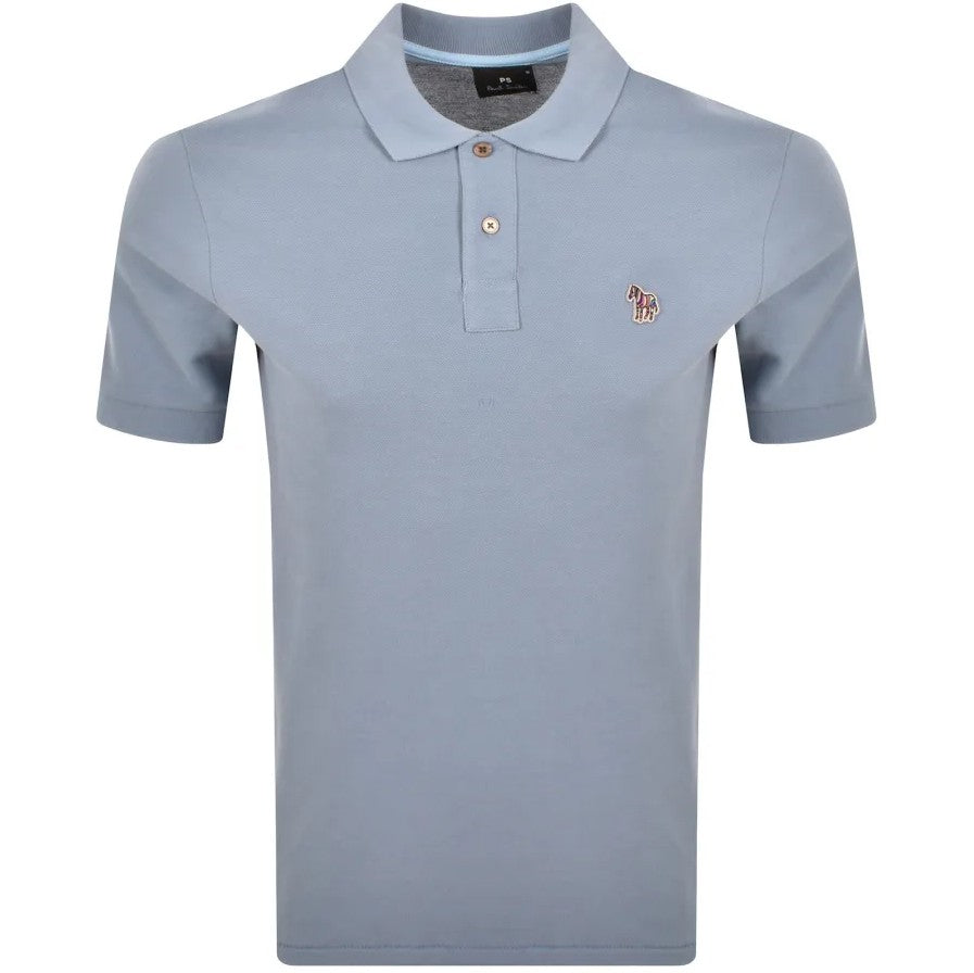 PAUL SMITH PS ZEBRA PIQUE COTTON POLO SHIRT PALE INDIGO BLUE (43J) RRP £90 BNWT