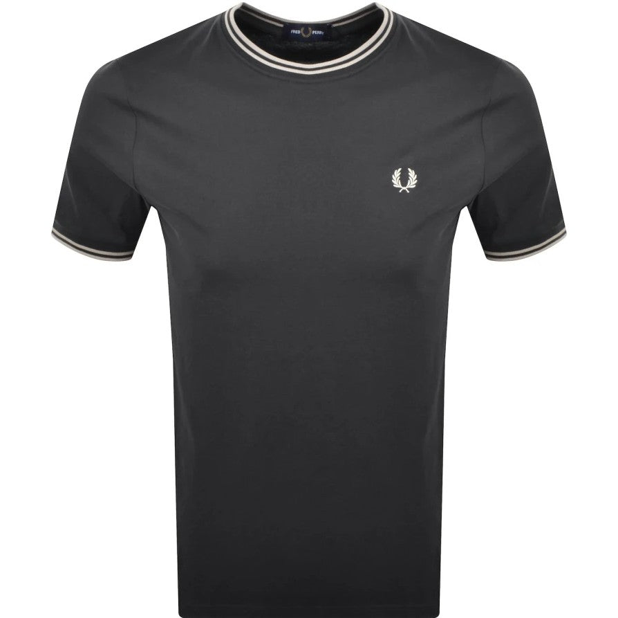 FRED PERRY TWIN TIPPED COTTON T-SHIRT DARK GREY 2XL RRP £50 BNWT