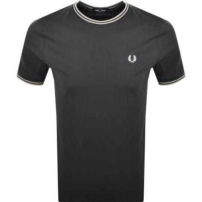 FRED PERRY TWIN TIPPED COTTON T-SHIRT DARK GREY 2XL RRP £50 BNWT