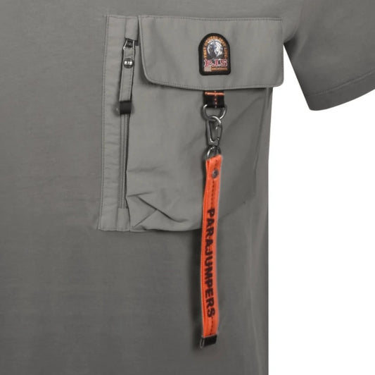 PARAJUMPERS MOJAVE PATCH LOGO COTTON POCKET T-SHIRT GREY 3XL RRP £105 BNWT