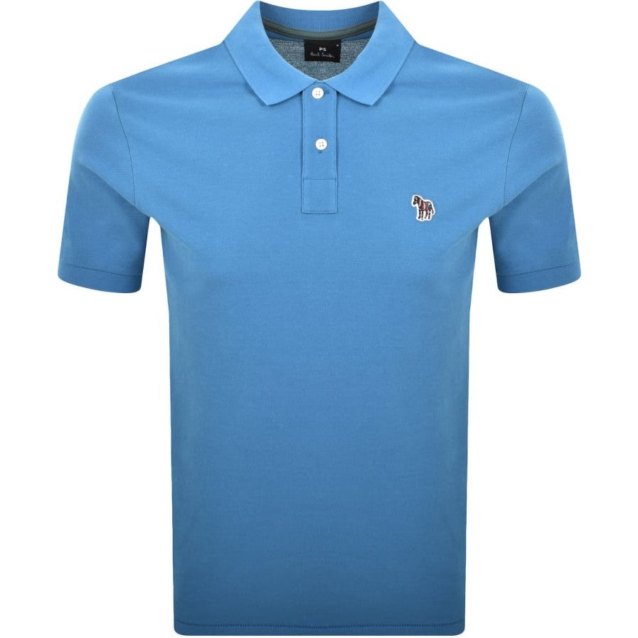 PAUL SMITH PS ZEBRA BADGE PIQUE COTTON POLO SHIRT SEA BLUE (41D) RRP £90 BNWT