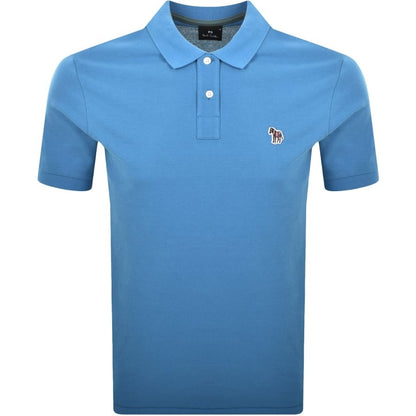 PAUL SMITH PS ZEBRA BADGE PIQUE COTTON POLO SHIRT SEA BLUE (41D) RRP £90 BNWT