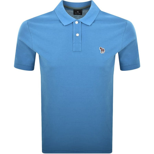 PAUL SMITH PS ZEBRA BADGE PIQUE COTTON POLO SHIRT SEA BLUE (41D) RRP £90 BNWT