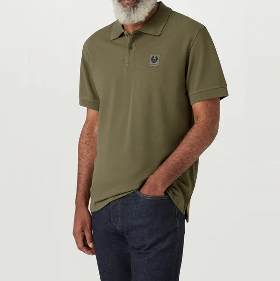 BELSTAFF PHOENIX PATCH PIQUE COTTON POLO SHIRT TRUE OLIVE GREEN RRP £95 BNWT