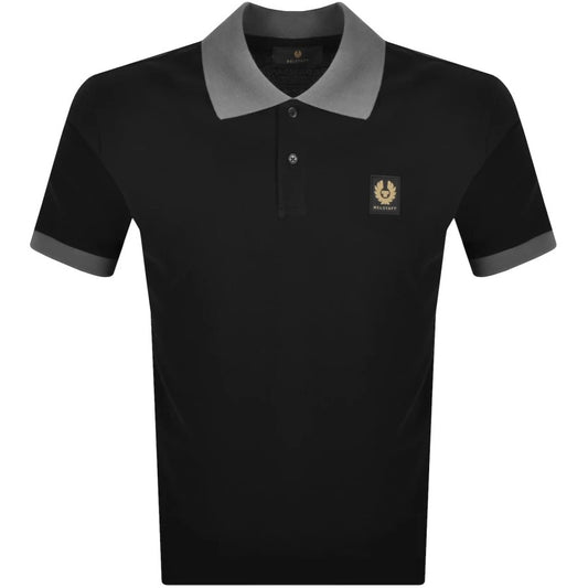 BELSTAFF CONTRAST COLLAR PHOENIX PATCH COTTON POLO SHIRT BLACK RRP £120 BNWT
