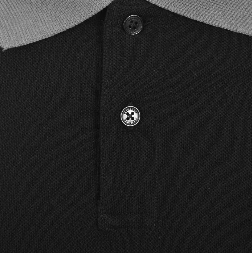 BELSTAFF CONTRAST COLLAR PHOENIX PATCH COTTON POLO SHIRT BLACK RRP £120 BNWT