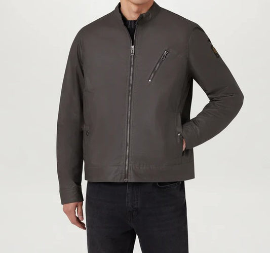 BELSTAFF SIDELINE WAXED COTTON BIKER JACKET TORNADO GREY UK42 XL RRP £295 BNWT
