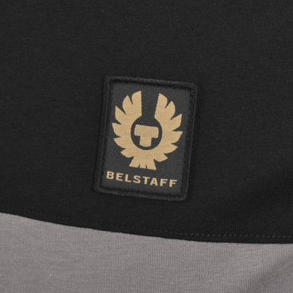 BELSTAFF COLOUR BLOCK COTTON T-SHIRT IN BLACK/TORNADO GREY RRP £80 BNWT