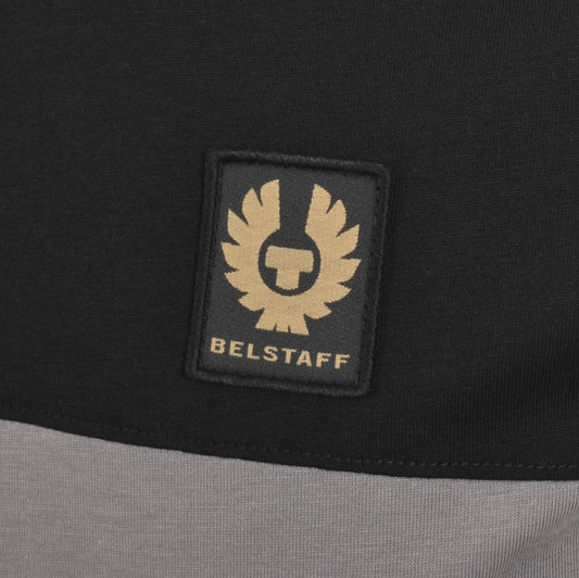 BELSTAFF COLOUR BLOCK COTTON T-SHIRT IN BLACK/TORNADO GREY RRP £80 BNWT