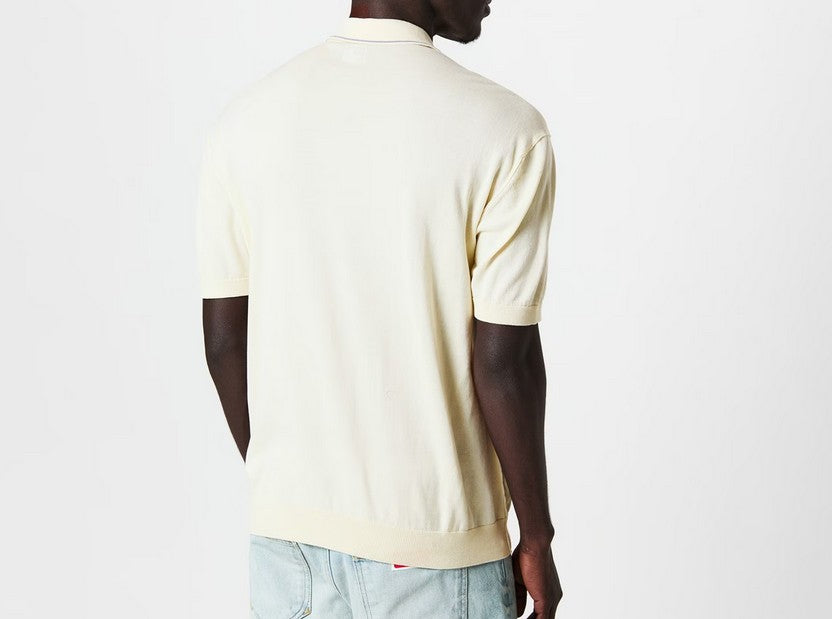 CP COMPANY TIPPED COLLAR KNITTED POLO SHIRT GAUZE WHITE LARGE RRP £275 BNWT