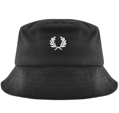 FRED PERRY LAUREL WREATH LOGO PIQUE COTTON BUCKET HAT BLACK ONE SIZE RRP £55 NEW