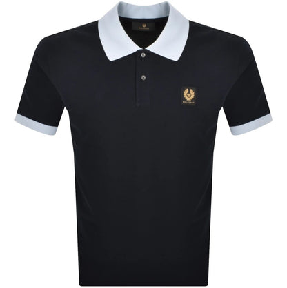 BELSTAFF CONTRAST COLLAR PHOENIX PATCH COTTON POLO SHIRT DARK INK NAVY/SKY BLUE RRP £120 BNWT (Copy)