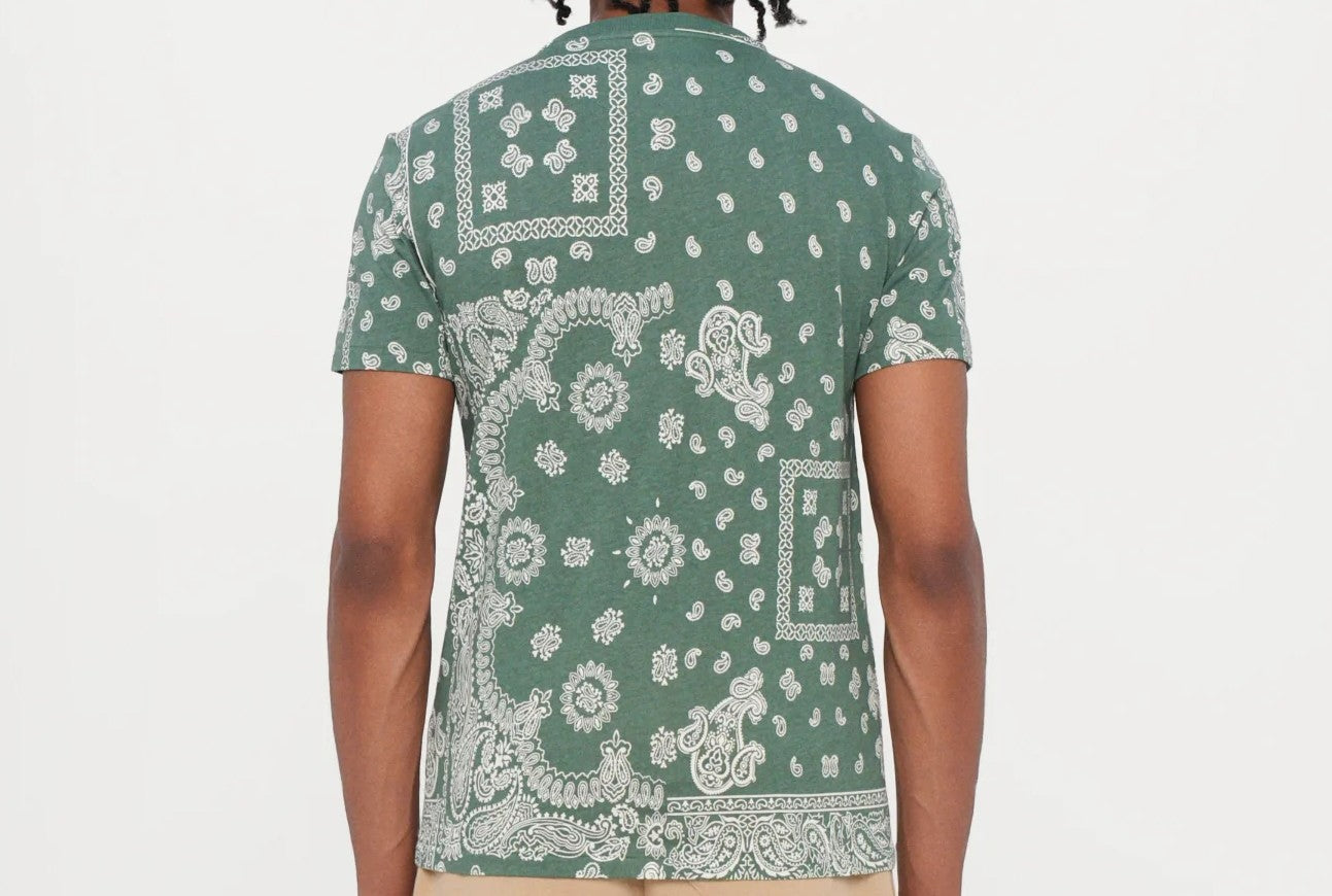 POLO RALPH LAUREN SLIM FIT COTTON PAISLEY FLORAL PRINT T-SHIRT GREEN 2XL RRP £90 BNWT
