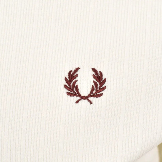 FRED PERRY RIBBED JERSEY HEAVYWEIGHT COTTON T-SHIRT ECRU 2XL RRP £75 BNWT