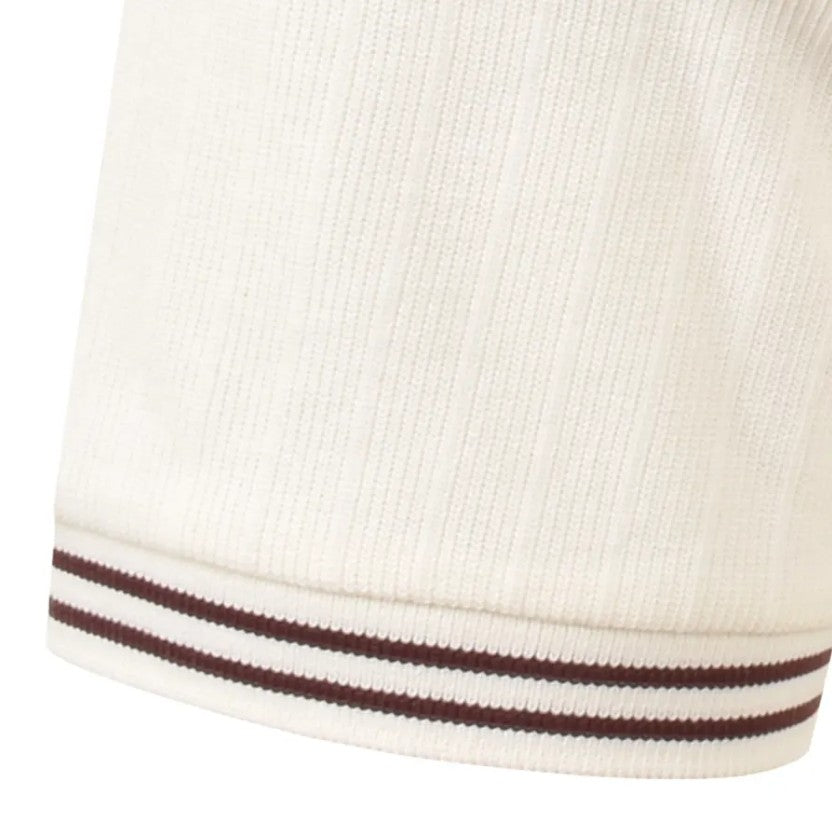 FRED PERRY RIBBED JERSEY HEAVYWEIGHT COTTON T-SHIRT ECRU 2XL RRP £75 BNWT