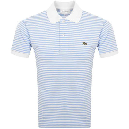 LACOSTE PIQUE COTTON FINE STRIPED POLO SHIRT WHITE/BLUE RRP £105 BNWT