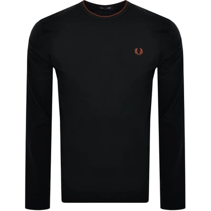 FRED PERRY TWIN TIPPED LONG SLEEVE COTTON T-SHIRT BLACK 2XL RRP £60 BNWT