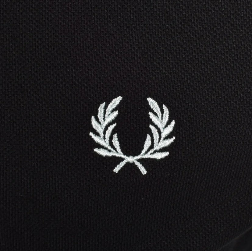 FRED PERRY TWIN TIPPED PIQUE COTTON POLO SHIRT BLACK/SILVER BLU XL RRP £80 BNWT