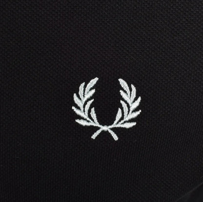 FRED PERRY TWIN TIPPED PIQUE COTTON POLO SHIRT BLACK/SILVER BLU XL RRP £80 BNWT