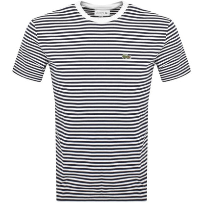 LACOSTE HEAVY COTTON STRIPED T-SHIRT NAVY BLUE/WHITE SIZE RRP £65 BNWT