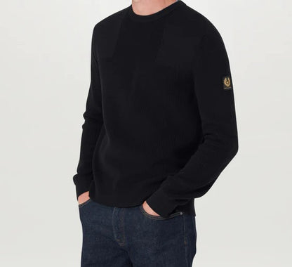 BELSTAFF COMMANDER CREW NECK COTTON JUMPER BLACK 2XL RRP £200 BNWT