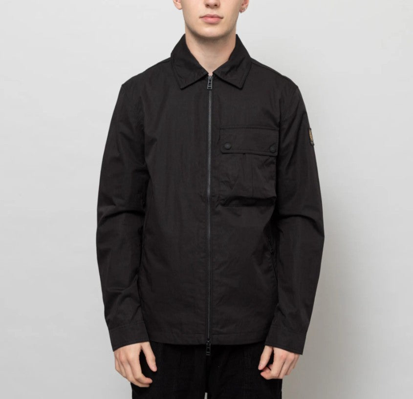 BELSTAFF DROME COTTON GABERDINE OVERSHIRT BLACK LARGE RRP £195 BNWT