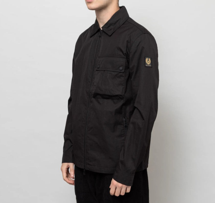 BELSTAFF DROME COTTON GABERDINE OVERSHIRT BLACK LARGE RRP £195 BNWT
