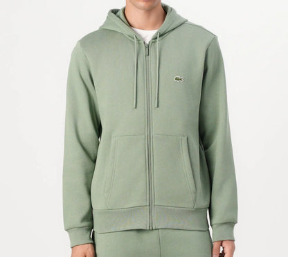 LACOSTE COTTON FLEECE FULL ZIP HOODIE SWEATSHIRT THYME GREEN 2XL RRP £125 BNWT