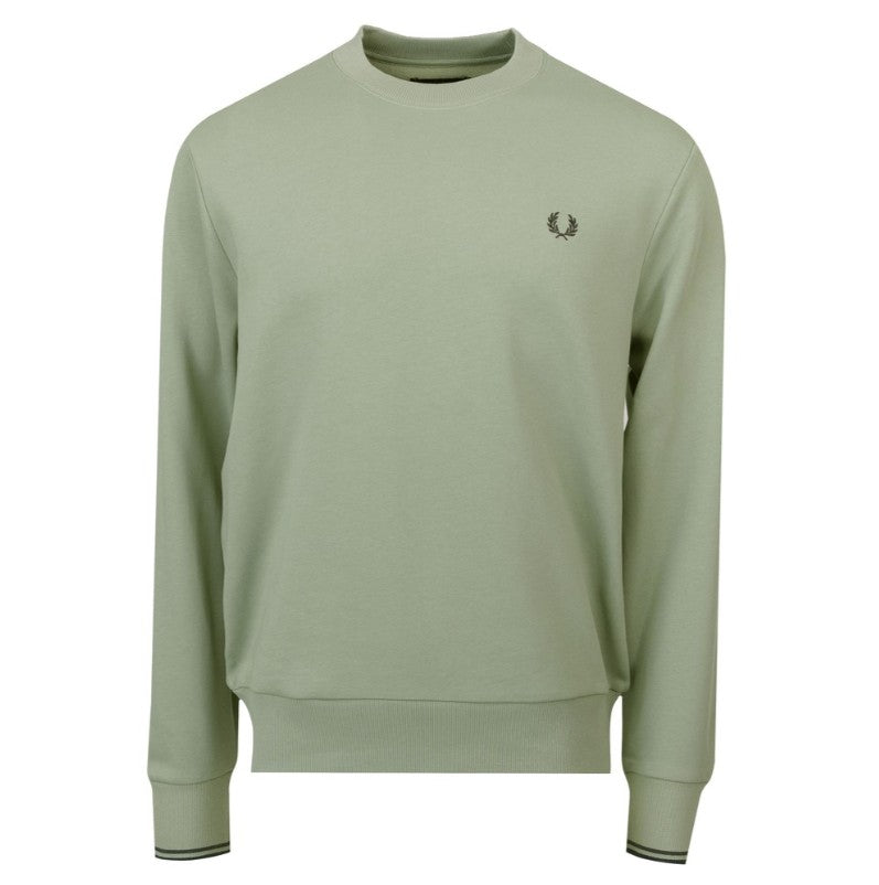FRED PERRY COTTON FLEECE CREW NECK SWEATSHIRT BAYLEAF GREEN 2XL RRP £90 BNWT