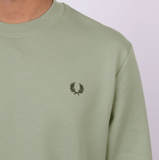 FRED PERRY COTTON FLEECE CREW NECK SWEATSHIRT BAYLEAF GREEN 2XL RRP £90 BNWT