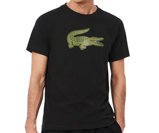 LACOSTE CREW NECK LARGE CROC LOGO COTTON T-SHIRT BLACK/GREEN 2XL RRP £60 BNWT