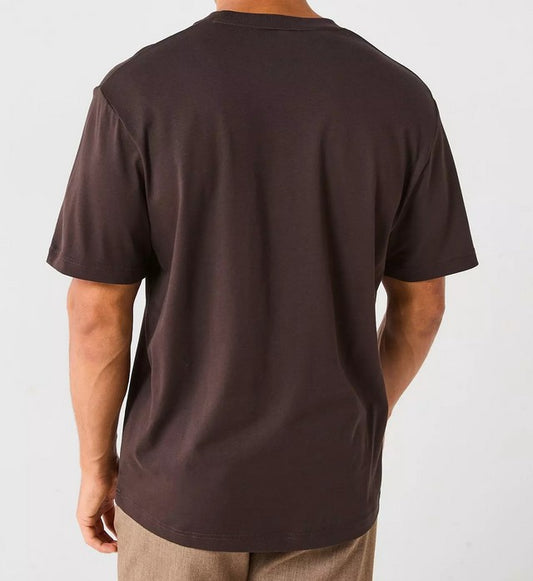 LACOSTE CREW NECK CROC LOGO PIMA COTTON T-SHIRT BROWN 2XL RRP £55 BNWT