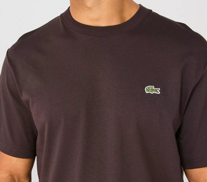 LACOSTE CREW NECK CROC LOGO PIMA COTTON T-SHIRT BROWN 2XL RRP £55 BNWT