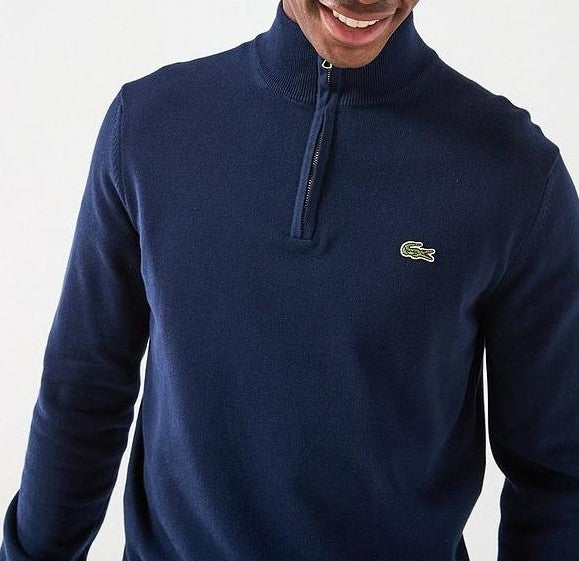 LACOSTE CROC LOGO QUARTER ZIP JUMPER NAVY BLUE SIZE RRP £130 BNWT