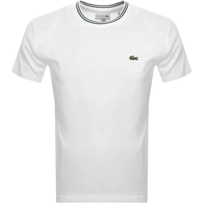 LACOSTE TIPPED CREW COLLAR T-SHIRT WHITE RRP £60 BNWT
