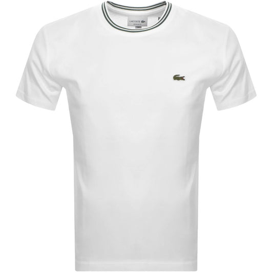 LACOSTE TIPPED CREW COLLAR T-SHIRT WHITE RRP £60 BNWT