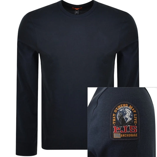 PARAJUMPERS KIP LONG SLEEVE COTTON T-SHIRT NAVY BLUE RRP £80 BNWT