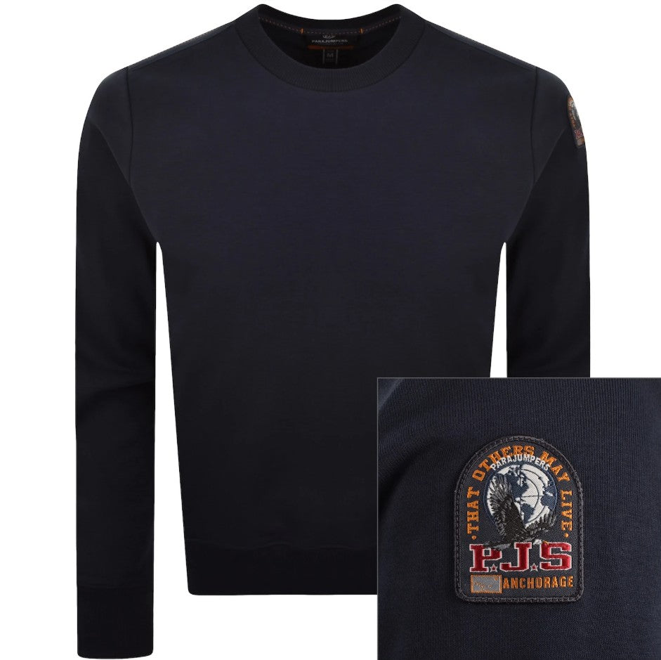 PARAJUMPERS K2 CREW NECK COTTON FLEECE SWEATSHIRT NAVY BLUE RRP £160 BNWT