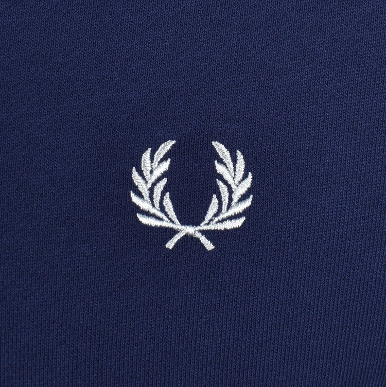FRED PERRY QUARTER ZIP COTTON FLEECE SWEATSHIRT FRENCH NAVY/CHAMPIONS GOLD/STOCKPORT BLUE MEDIUM RRP £95 BNWT