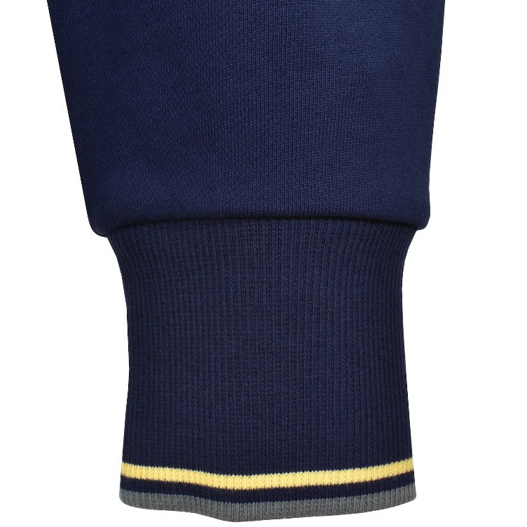 FRED PERRY QUARTER ZIP COTTON FLEECE SWEATSHIRT FRENCH NAVY/CHAMPIONS GOLD/STOCKPORT BLUE MEDIUM RRP £95 BNWT