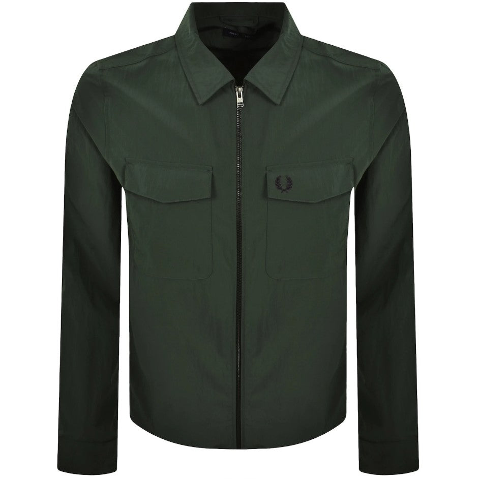 FRED PERRY ZIPPED RIPPLE SHELL OVERSHIRT SHACKET COURT GREEN RRP £140 BNWT
