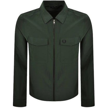 FRED PERRY ZIPPED RIPPLE SHELL OVERSHIRT SHACKET COURT GREEN RRP £140 BNWT
