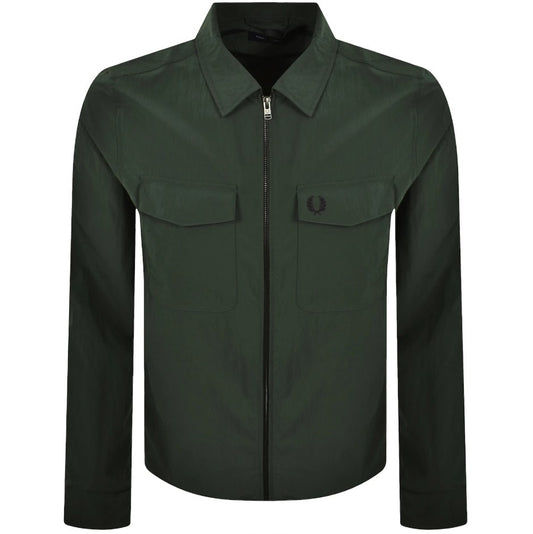 FRED PERRY ZIPPED RIPPLE SHELL OVERSHIRT SHACKET COURT GREEN RRP £140 BNWT