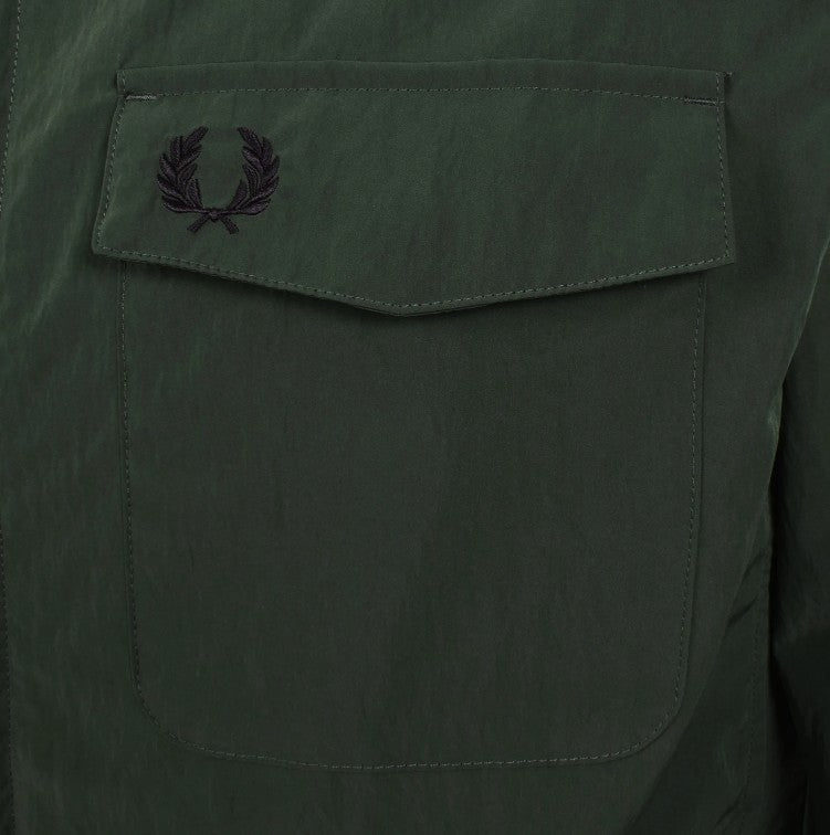 FRED PERRY ZIPPED RIPPLE SHELL OVERSHIRT SHACKET COURT GREEN RRP £140 BNWT