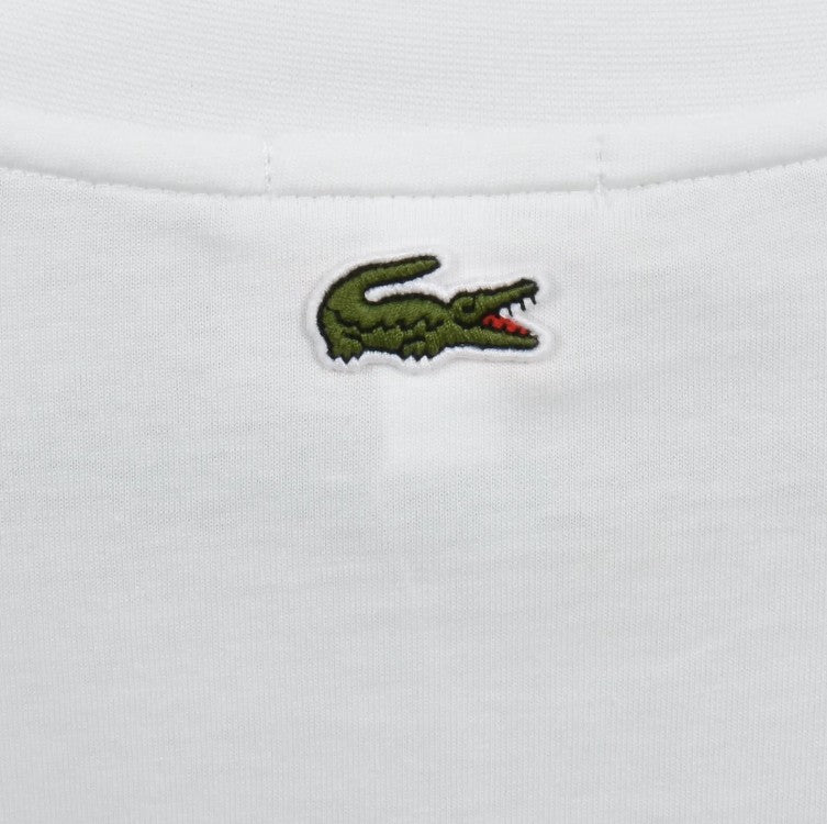 LACOSTE PARIS CREW NECK CROC LOGO COTTON T-SHIRT FLOUR WHITE RRP £60 BNWT