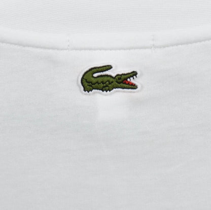 LACOSTE PARIS CREW NECK CROC LOGO COTTON T-SHIRT FLOUR WHITE RRP £60 BNWT